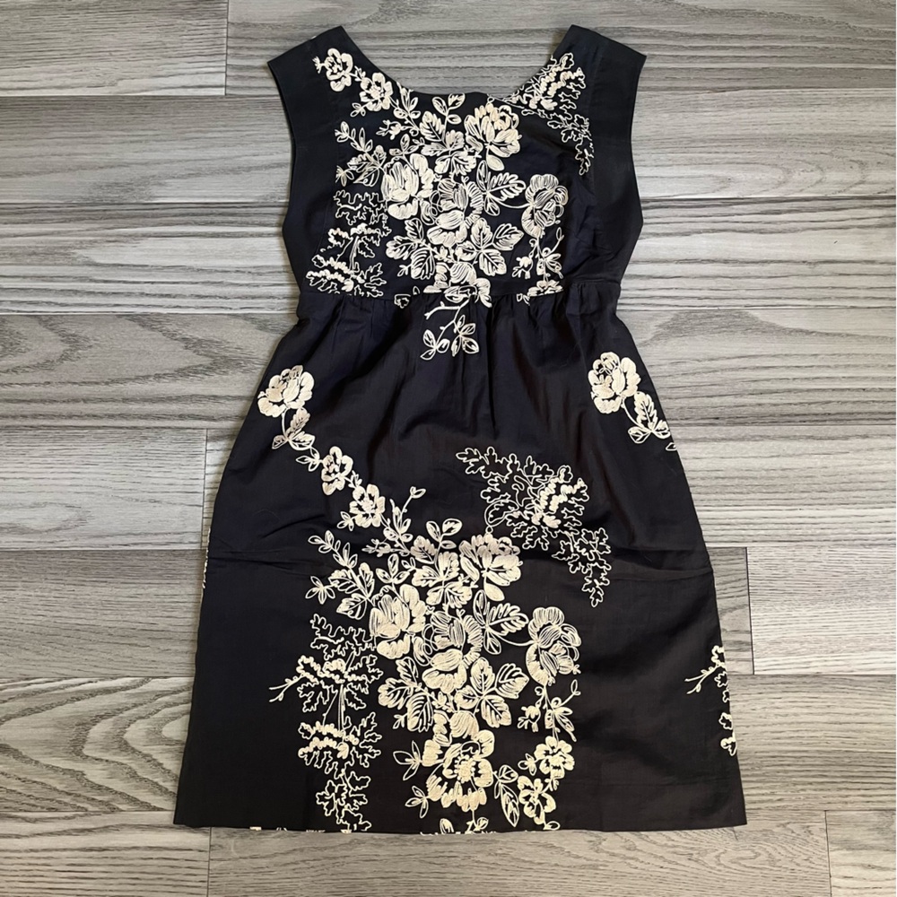 J. Crew Black/Cream Mirabel Embroidered Sheath Dress Size 0